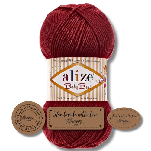 Hobby YARN 3x Etikettenlabel mit Alize Baby Best Wolle Premium 1x100g als Set | Antipilling Babywolle Acryl Uni & Batik Strickgarn zum Häkeln und Stricken (390) von Hobby YARN