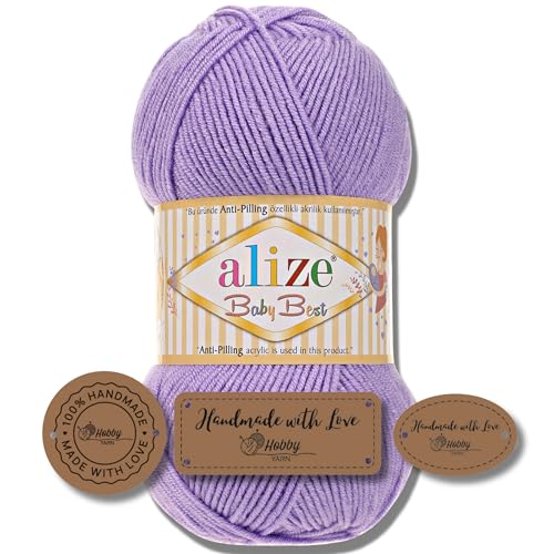 Hobby YARN 3x Etikettenlabel mit Alize Baby Best Wolle Premium 1x100g als Set | Antipilling Babywolle Acryl Uni & Batik Strickgarn zum Häkeln und Stricken (43) von Hobby YARN