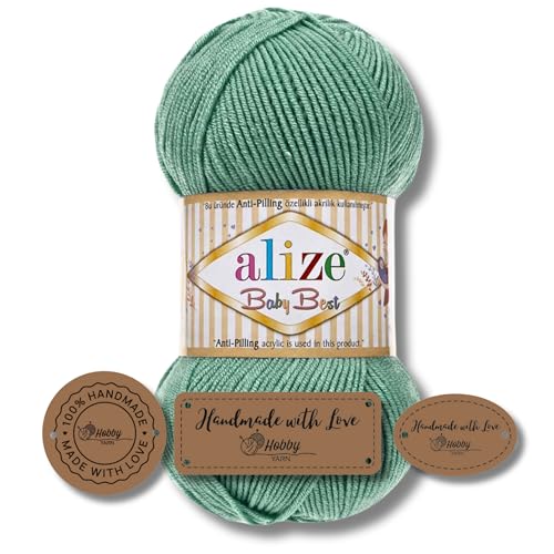Hobby YARN 3x Etikettenlabel mit Alize Baby Best Wolle Premium 1x100g als Set | Antipilling Babywolle Acryl Uni & Batik Strickgarn zum Häkeln und Stricken (463) von Hobby YARN