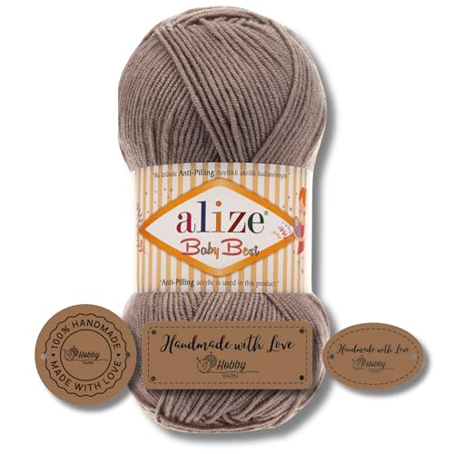 Hobby YARN 3x Etikettenlabel mit Alize Baby Best Wolle Premium 1x100g als Set | Antipilling Babywolle Acryl Uni & Batik Strickgarn zum Häkeln und Stricken (534) von Hobby YARN