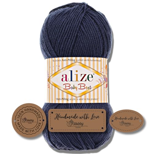 Hobby YARN 3x Etikettenlabel mit Alize Baby Best Wolle Premium 1x100g als Set | Antipilling Babywolle Acryl Uni & Batik Strickgarn zum Häkeln und Stricken (58) von Hobby YARN