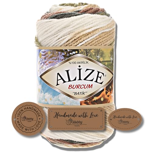 Hobby YARN 3x Etikettenlabel mit Alize Burcum Batik Wolle Premium 1x100g als Set | Yarn | Garn | Strickgarn Farbverlauf Babywolle zum Häkeln Stricken Kleidung Schals (1893) von Hobby YARN