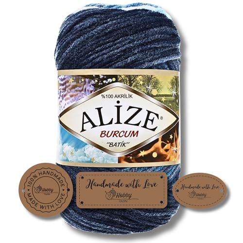 Hobby YARN 3x Etikettenlabel mit Alize Burcum Batik Wolle Premium 1x100g als Set | Yarn | Garn | Strickgarn Farbverlauf Babywolle zum Häkeln Stricken Kleidung Schals (1899) von Hobby YARN