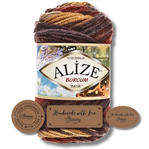 Hobby YARN 3x Etikettenlabel mit Alize Burcum Batik Wolle Premium 1x100g als Set | Yarn | Garn | Strickgarn Farbverlauf Babywolle zum Häkeln Stricken Kleidung Schals (3379) von Hobby YARN