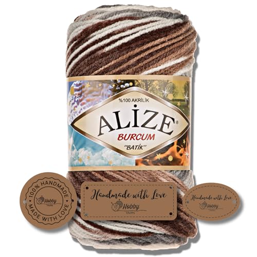 Hobby YARN 3x Etikettenlabel mit Alize Burcum Batik Wolle Premium 1x100g als Set | Yarn | Garn | Strickgarn Farbverlauf Babywolle zum Häkeln Stricken Kleidung Schals (5742) von Hobby YARN