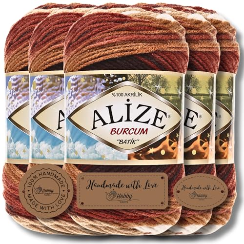 Hobby YARN 3x Etikettenlabel mit Alize Burcum Batik Wolle Premium 5x100g als Set | Yarn | Garn | Strickgarn Farbverlauf Babywolle zum Häkeln Stricken Kleidung Schals (2626) von Hobby YARN