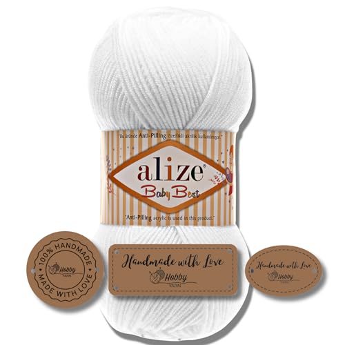 Hobby YARN Alize Baby Best 1x 100g mit 3x Label als Set Türkische Premium Wolle Babywolle (55) von Hobby YARN