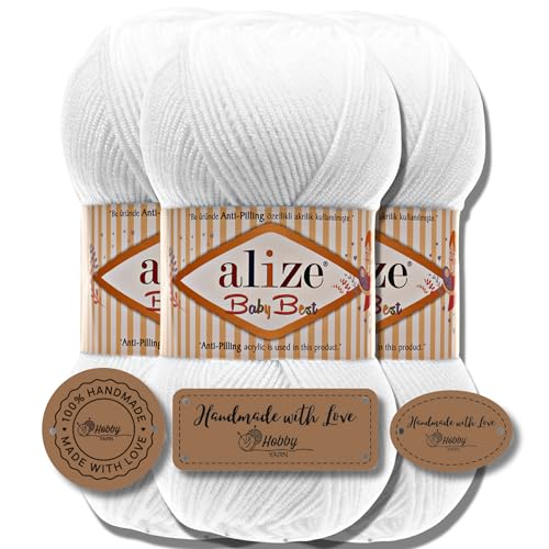 Hobby YARN Alize Baby Best 3x 100g mit 3x Label als Set Türkische Premium Wolle Babywolle (55) von Hobby YARN