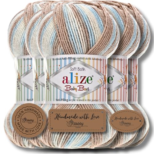 Hobby YARN Alize Baby Best Batik 5x 100g Türkische Premium Wolle Babywolle (6657.) von Hobby YARN