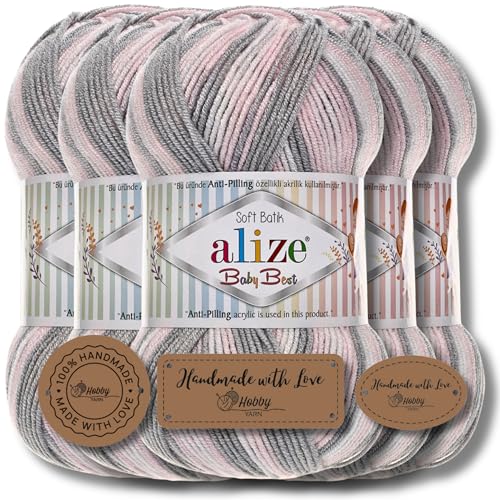 Hobby YARN Alize Baby Best Batik 5x 100g Türkische Premium Wolle Babywolle (6664) von Hobby YARN