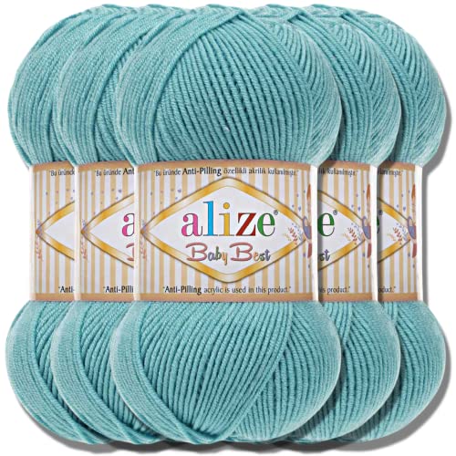 Hobby YARN Alize Baby Best Batik 5x 100g Türkische Premium Wolle Babywolle (Azul) von Hobby YARN