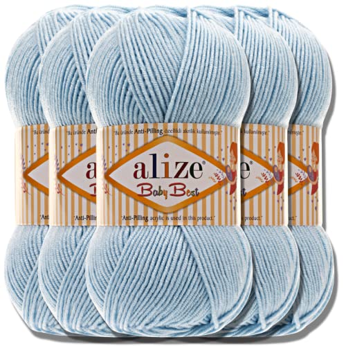 Hobby YARN Alize Baby Best Batik 5x 100g Türkische Premium Wolle Babywolle (Azul| 40) von Hobby YARN