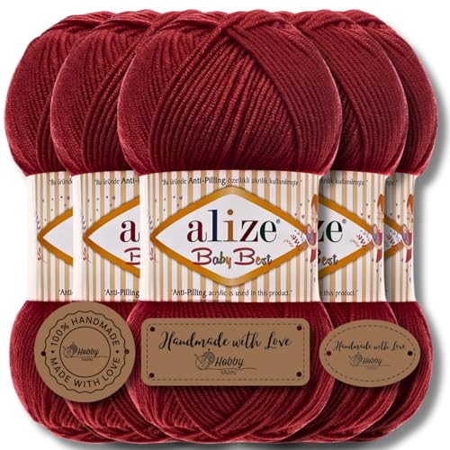 Hobby YARN Alize Baby Best Batik 5x 100g Türkische Premium Wolle Babywolle (Cherry | 390) von Hobby YARN