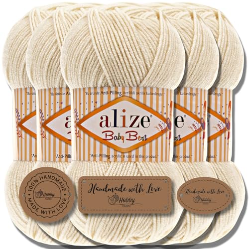 Hobby YARN Alize Baby Best Batik 5x 100g Türkische Premium Wolle Babywolle (Crema ligera | 62) von Hobby YARN
