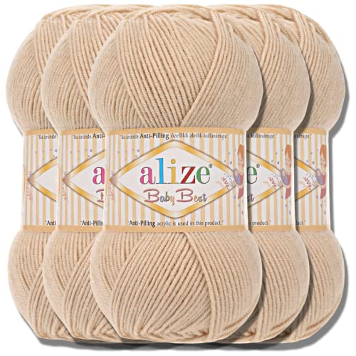 Hobby YARN Alize Baby Best Batik 5x 100g Türkische Premium Wolle Babywolle (Honey | 310) von Hobby YARN