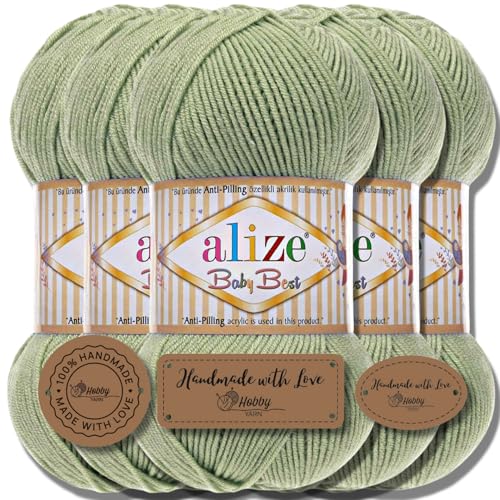 Hobby YARN Alize Baby Best Batik 5x 100g Türkische Premium Wolle Babywolle (Oliva | 138) von Hobby YARN
