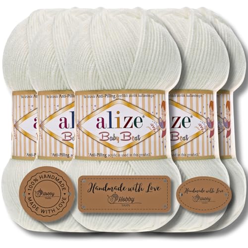 Hobby YARN Alize Baby Best Batik 5x 100g Türkische Premium Wolle Babywolle (Pearl | 450) von Hobby YARN