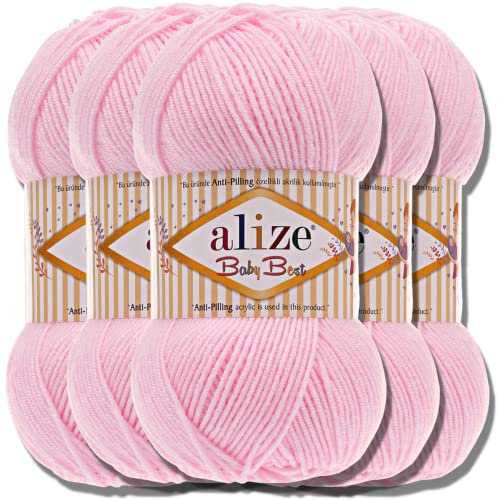 Hobby YARN Alize Baby Best Batik 5x 100g Türkische Premium Wolle Babywolle (Powder Pink | 185) von Hobby YARN