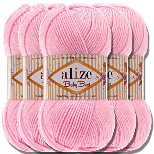 Hobby YARN Alize Baby Best Batik 5x 100g Türkische Premium Wolle Babywolle (Rosa claro| 191) von Hobby YARN