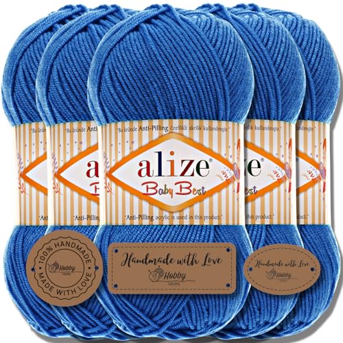 Hobby YARN Alize Baby Best Batik 5x 100g Türkische Premium Wolle Babywolle (Royal Blue | 141) von Hobby YARN