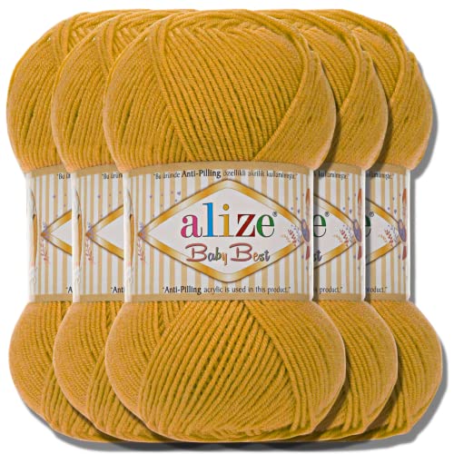 Hobby YARN Alize Baby Best Batik 5x 100g Türkische Premium Wolle Babywolle (Saffron | 281) von Hobby YARN