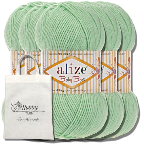 Hobby YARN Alize Baby Best Batik 5x 100g inkl. Tragetasche Türkische Premium Wolle Babywolle (Ta. Verde | 41) von Hobby YARN