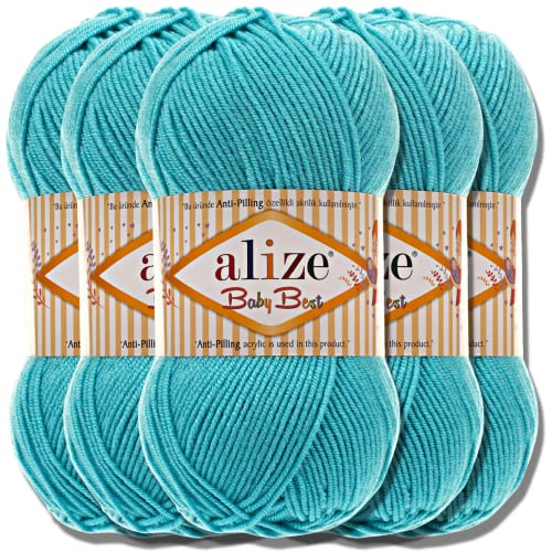 Hobby YARN Alize Baby Best Batik 5x 100g Türkische Premium Wolle Babywolle (Turquesa | 287) von Hobby YARN