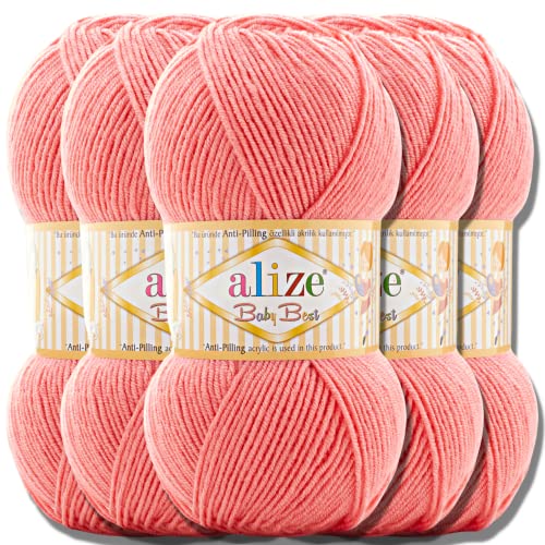 Hobby YARN Alize Baby Best Batik 5x 100g Türkische Premium Wolle Babywolle (coral oscuro|170) von Hobby YARN