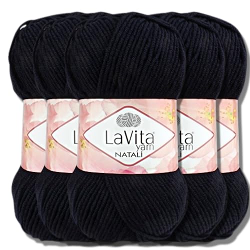 Hobby YARN Lavita Natali 5x 100g Türkische Premium Wolle 100% Acryl Handstrickgarne Uni Einfarbig | Garn | Yarn Babywolle Strickgarn Baby zum Häkeln Stricken (9779) von Hobby YARN