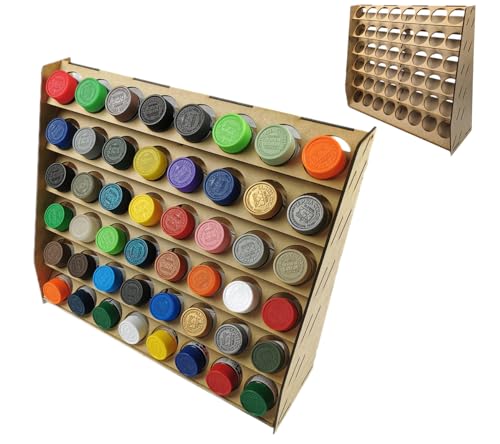 HobbyHold Farbregal Organizer mit 48 Löchern für Tamiya Farben - Holz Farbständer Modellbau - Farbständer 41mm - Paint rack Organisator - Wandmontiertes Holz-Bastel-Farbregal – Bastel-Farbhalter Rack von HobbyHold