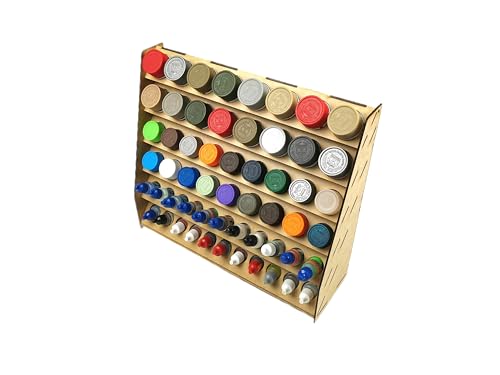 HobbyHold Farbregal Organizer mit 56 Mischgrößen Löchern für Farben - Holz Farbständer Modellbau - Farbständer - Paint rack Organisator - Wandmontiertes Holz-Bastel-Farbregal – Bastel-Farbhalter Rack von HobbyHold