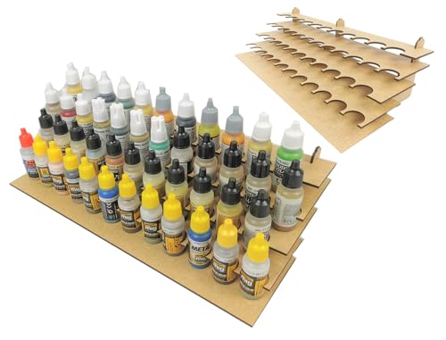 HobbyHold Holz Modellfarben-Organizer Stufenregal mit 46 Löchern für 26mm Farbe - Ideal für Vallejo, AMMO - Farbständer 26mm - Paint rack Organisator - Farbregal - Farbhalter Rack - Organizer (26mm) von HobbyHold