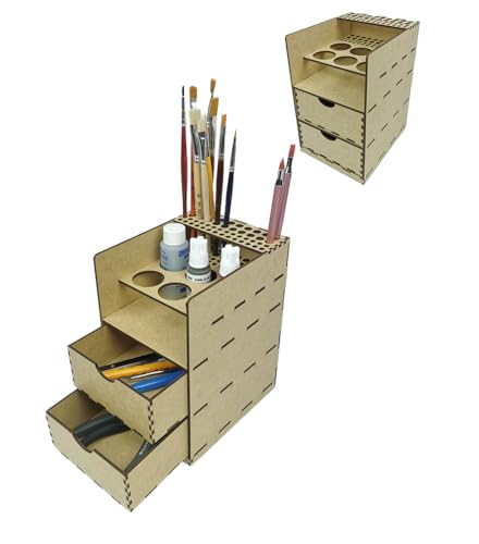 HobbyHold Modellbau-Organizer mit 2 Schubladen - Kompakter Werkzeug- und Farbenhalter - Modell Farbregal Farbständer - Bastel-Farbregal - Paint Rack - Schreibtisch Organizer - Pinselhalter von HobbyHold