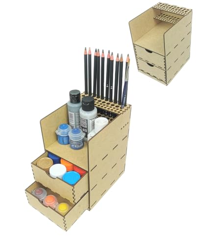 HobbyHold Modellbau-Organizer mit 2 Schubladen - Kompakter Werkzeug- und Farbenhalter - Modell Farbregal Organizer Farbständer - Bastel-Farbregal - Paint Rack - Schreibtisch Organizer - Pinselhalter von HobbyHold