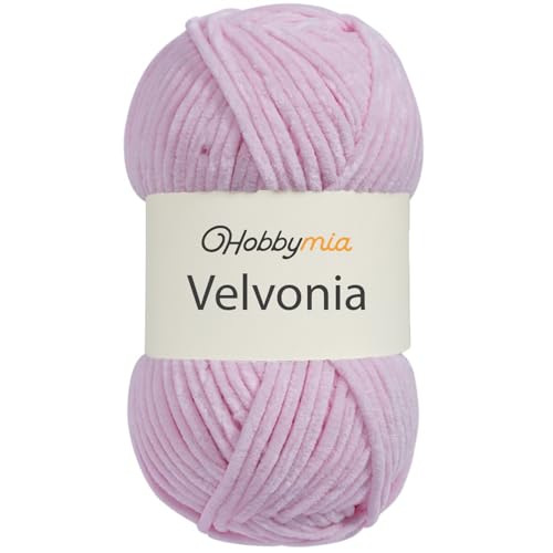 HobbyMia Velvonia – 100 g – Micropolyester sperriges Garn – weiches Samtgarn zum Häkeln und Stricken – Chenille flauschige Babydecke, Amigurumi-Garn (18911 – Rosa, 1 Knäuel) von HobbyMia