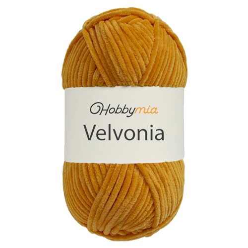 HobbyMia Velvonia – 100 g – Micropolyester sperriges Garn – weiches Samtgarn zum Häkeln und Stricken – flauschige Chenille-Babydecke, Amigurumi-Garn (18918 – Dunkelorange, 1 Knäuel) von HobbyMia