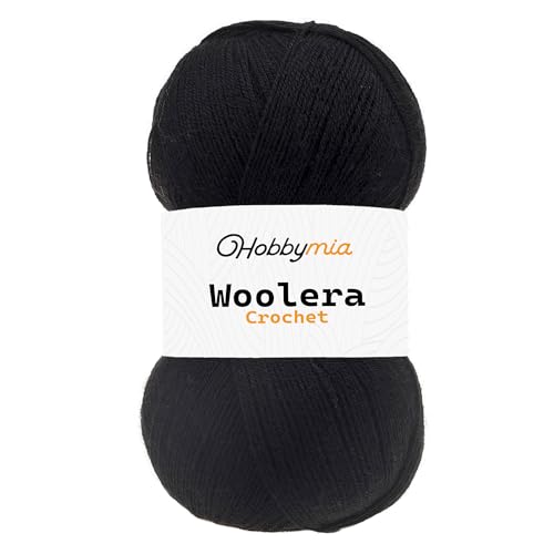 HobbyMia Woolera Häkelwolle, 100 g, superfeines Gewicht, 75 % Acryl, 25 % Wolle, Schwarz, 1 Knäuel HobbyMia Woolera Häkelwolle, 100 g, superfeines Gewicht, 75 % Acryl, 25 % Wolle, Schwarz, 1 Knäuel von HobbyMia