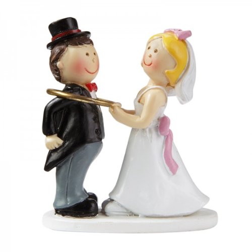Brautpaar: Hochzeitspaar mit Trauring, 5 cm, Polyresin von Hobbyfun