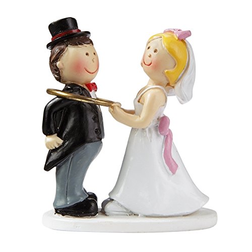 Brautpaar: Hochzeitspaar mit Trauring, 5 cm, Polyresin von Hobbyfun