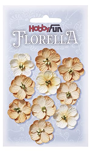 Florella-Blüten aus Maulbeer-Papier, 2,5 cm, beige, Btl. à 10 St. Hobbyfun von Hobbyfun
