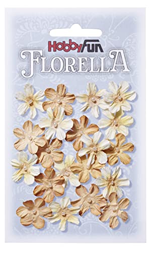 Florella-Blüten aus Maulbeer-Papier, 2 cm, beige, Btl. à 20 St. Hobbyfun von Hobbyfun