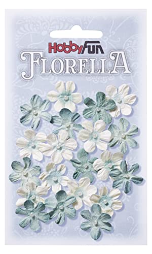 Florella-Blüten aus Maulbeer-Papier, 2 cm, hellblau, Btl. à 20 St. Hobbyfun von Hobbyfun
