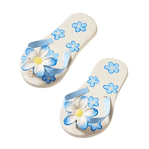 Hobbyfun Miniatur-Sandalen/Finger für Bastelarbeiten, 4,5 cm, Holz und Metall, Blau auf Blumen von Hobbyfun