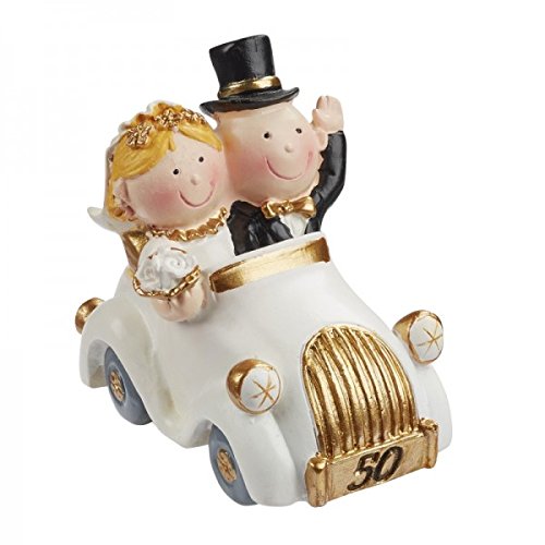 Hochzeitspaar Goldhochzeit 50 Jahre Paar im Auto Deko Tortendeko 5,5 cm Hochzeit von Hobbyfun