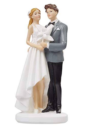 Hochzeitspaar mit Windrad Hochzeit Figur Deko Brautpaar Tortenfigur 9 cm von Hobbyfun