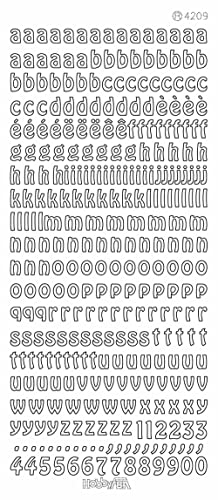 Konturensticker " Buchstaben klein" silber,bogen 10 x 23 cm von Hobbyfun