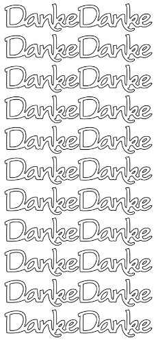 Konturensticker " Danke" silber für Einladungskarten, bogen 10 x 23 cm, Hochzeit, Taufe, Geburt, Kommunion von Mcties