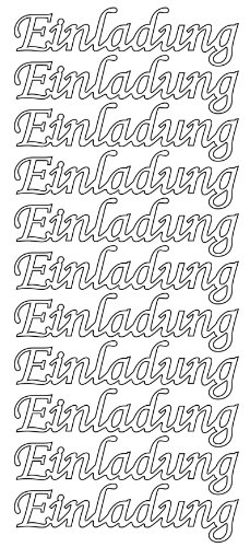 Konturensticker "Einladung" für Einladungskarten silber ,bogen 10 x 23 cm, Sticker für Hochzeit, Taufe, Geburtstag, selbstklebend Konturensticker "Einladung" für Einladungskarten silber ,bogen 10 x 23 cm, Sticker für Hochzeit, Taufe, Geburtstag, selbstklebend von Hobbyfun