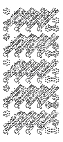 Konturensticker "Herzlichen Glückwunsch" silber,bogen 10 x 23 cm von Hobbyfun