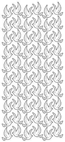 Konturensticker "Tauben" silber, für Karten zum Selberbasteln, selbstklebede Aufkleber, bogen 10 x 23 cm von Hobbyfun
